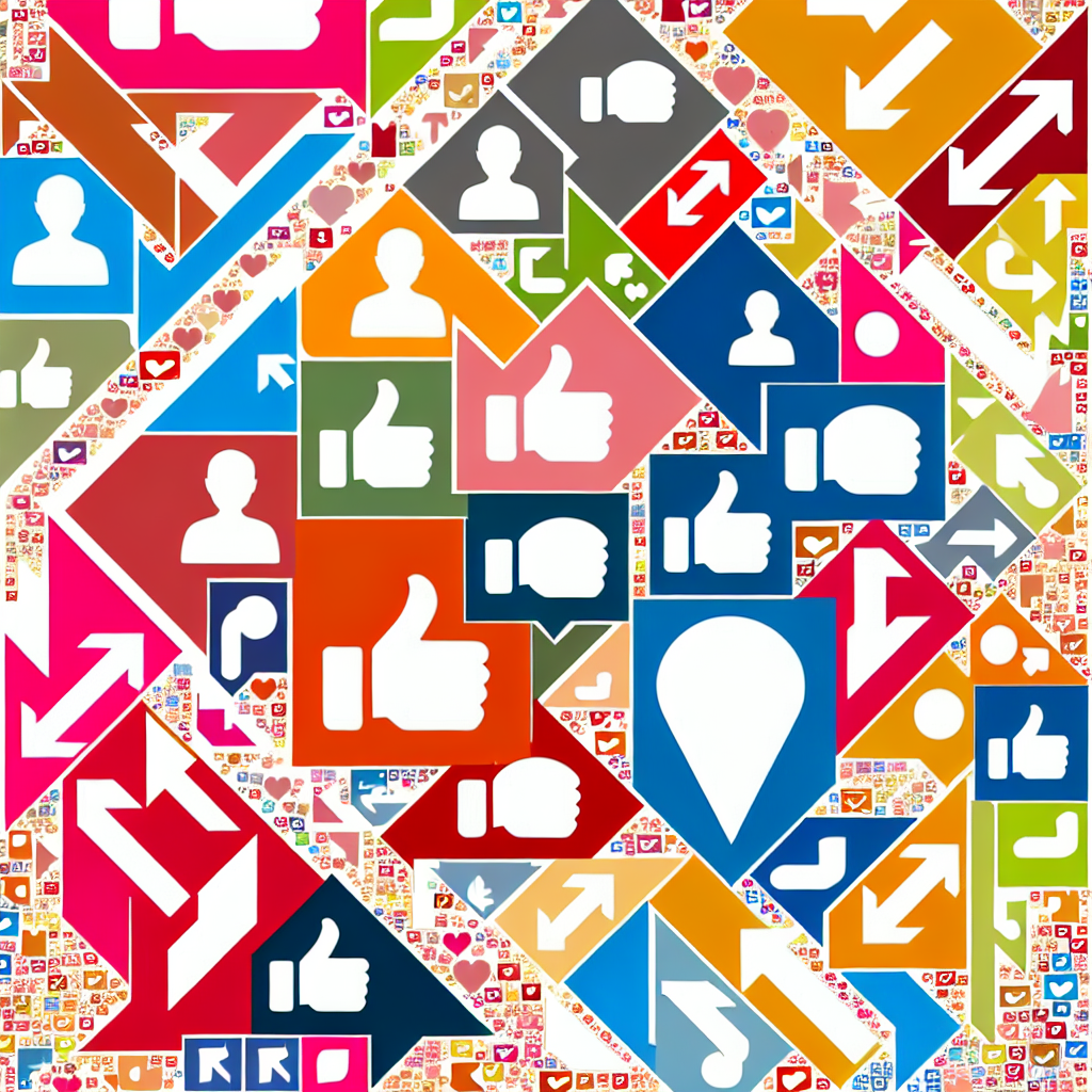 A vibrant collage of various social media icons an